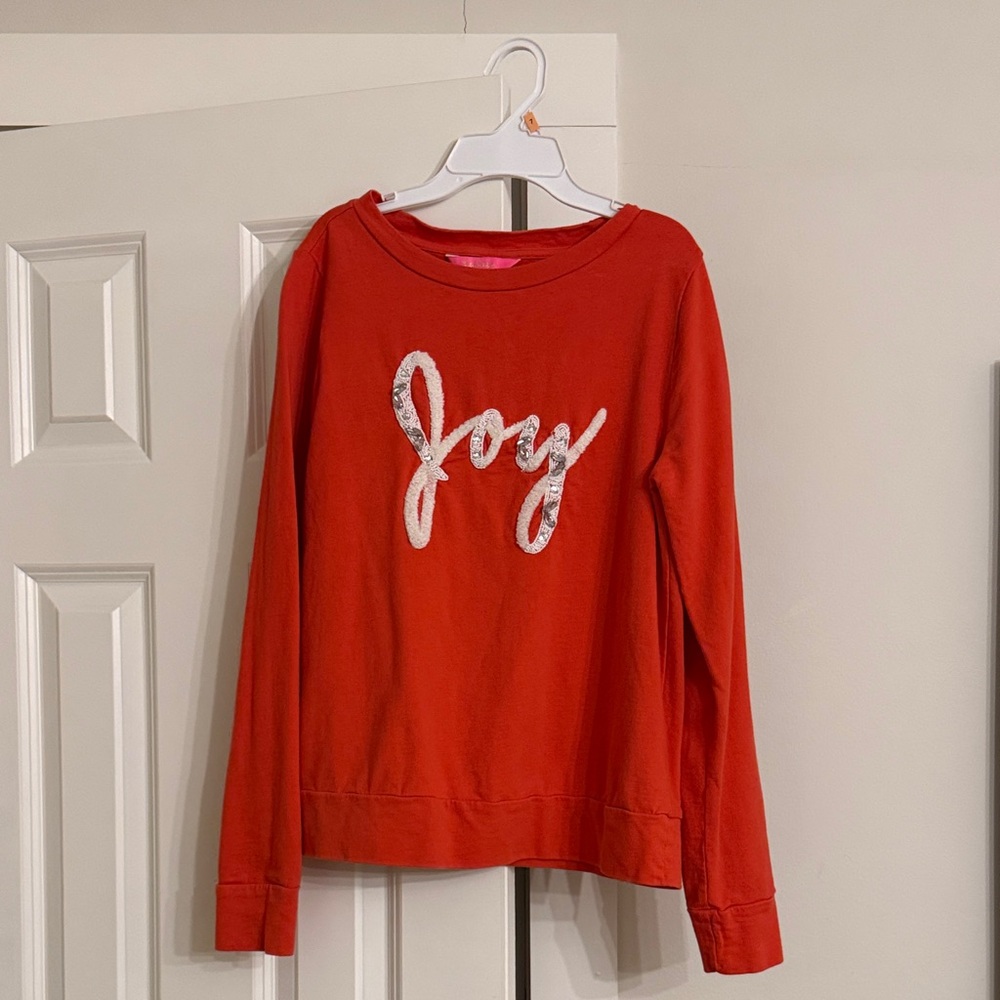 Lilly Pulitzer Red/Orange “Joy” Sweatshirt.